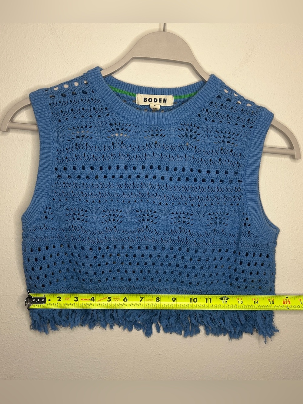 Boden Size M Light Blue Crochet Fringe Tank - Picture 7 of 8